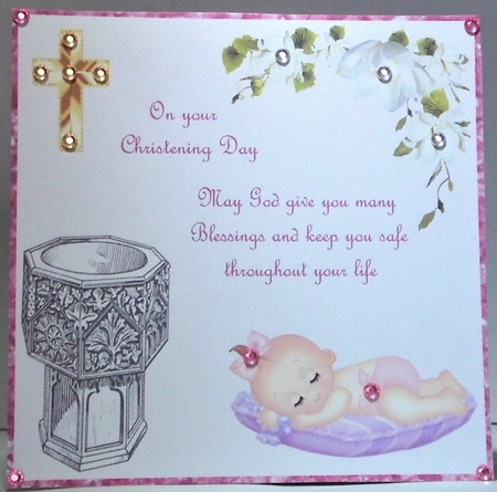 BABY GIRL CHRISTENING CARD by Hazel Underwood