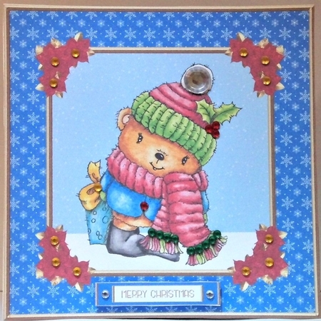 Cute Little Bundled Up Teddy Bear by Hazel Underwood