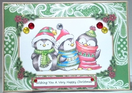 Penguin Trio Holiday Toppers by Hazel Underwood