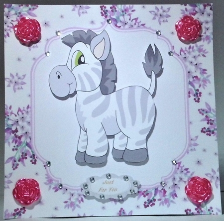  4 Pretty delicate flowers in  lovely colours card front/insert 8x8 mini kit by Hazel Underwood