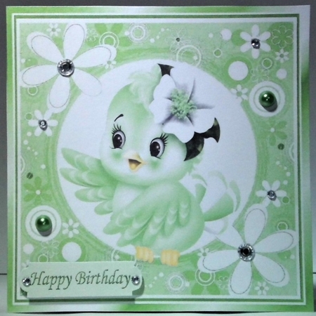  4 Cute little birds in funky flower frames card fronts 7x7 mini kit by Hazel Underwood