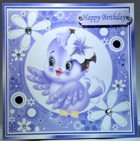  4 Cute little birds in funky flower frames card fronts 7x7 mini kit by Hazel Underwood