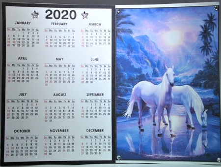 2020 Calendar -  Landscape Purple Moonlight Horses by Hazel Underwood