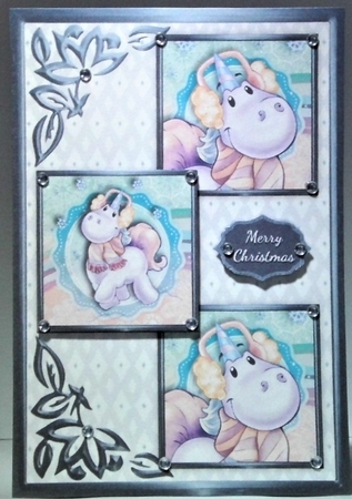 A Happy Winter Unicorn Three Square Quick Card by Hazel Underwood