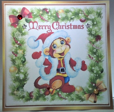 8 Lovely Christmas Card fronts in holly frames of Animals 8x8 bumper kit by Hazel Underwood