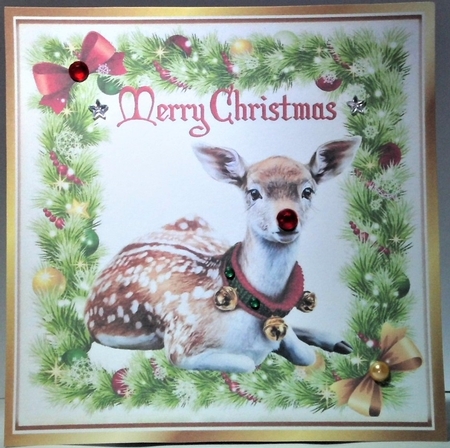 8 Lovely Christmas Card fronts in holly frames of Animals 8x8 bumper kit by Hazel Underwood