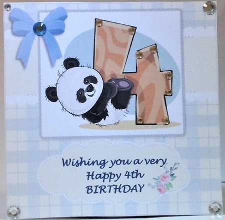 Cute panda,  happy birthday age 4 by Hazel Underwood