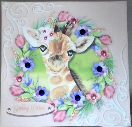 Giraffe in a Flower Frame  by Hazel Underwood