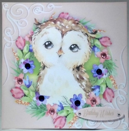 Owl in a Flower Frame  by Hazel Underwood