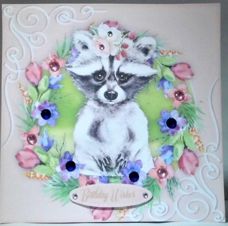Raccoon ln a Flower Frame  by Hazel Underwood