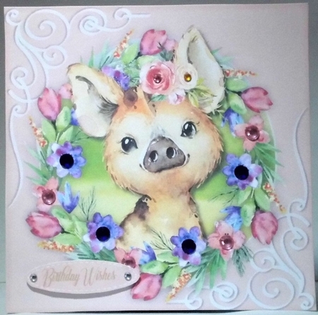 Wild Pig  ln a Flower Frame  by Hazel Underwood