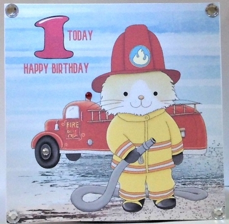 Little Fireman 1st Birthday 6x6 Quick Card by Hazel Underwood