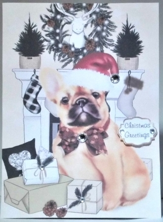 Christmas Frenchie A5 Quick Card by Hazel Underwood
