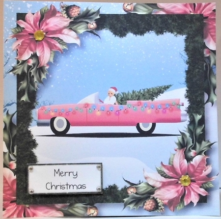 Bringing Home The Tree - Pink 8x8 by Hazel Underwood