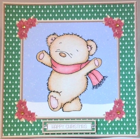 Cute Holiday Teddy Topper (Green) by Hazel Underwood