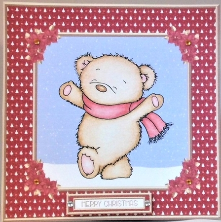 Cute Holiday Teddy Topper (Red) by Hazel Underwood