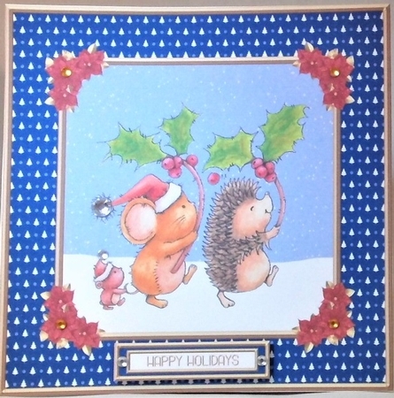 Cute Christmas Critters Celebrating (Blue) by Hazel Underwood