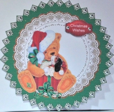 Christmas bear and his puppy by Hazel Underwood