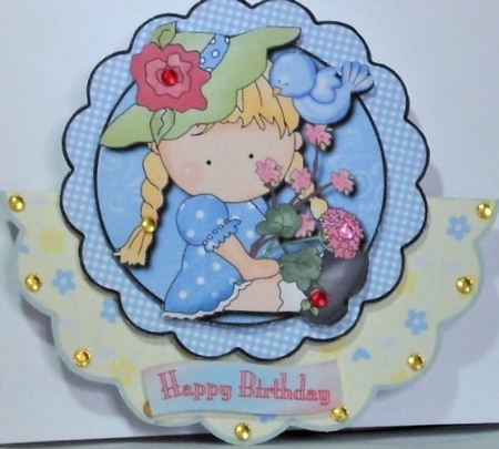 Agnus-in-the-Flowers Rocker Card  by Hazel Underwood