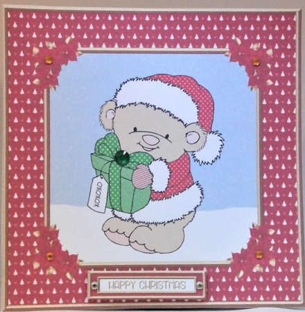 Cute Little Santa Bear Topper (Red) by Hazel Underwood