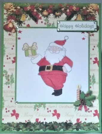 Santa Claus and gift greeting card by Hazel Underwood