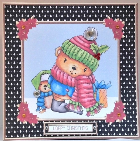 Cute Holiday Teddy Topper (Black) by Hazel Underwood
