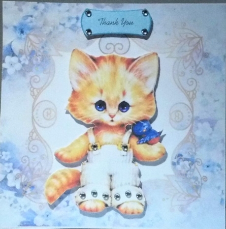 blue floral card front/insert 7x7 by Hazel Underwood