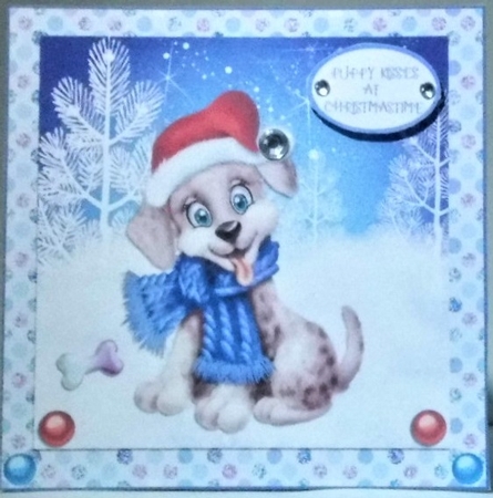 CHRISTMAS PUPPY 6X6 by Hazel Underwood