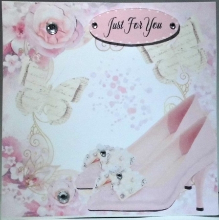 Pretty pink ornate shoes with butterflies 7x7 by Hazel Underwood