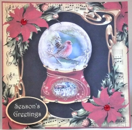 Victorian Snowglobe - Red Poinsettias by Hazel Underwood