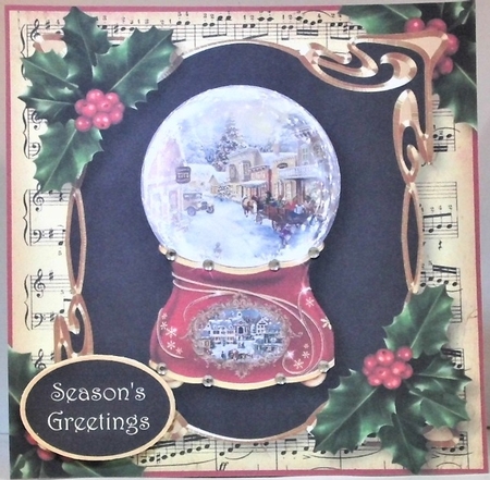 Victorian Snowglobe - Holly 8x8 by Hazel Underwood