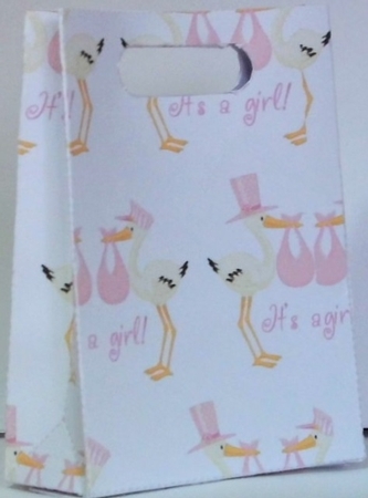 Gusset Sided Gift Bag - Pink Stork 2 by Hazel Underwood