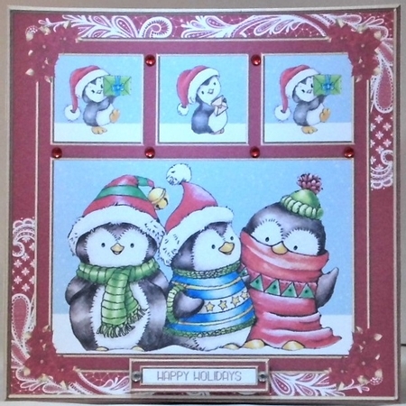 Cute Holiday Topper - Penguin Pals (Red) by Hazel Underwood