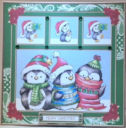 Cute Holiday Topper - Penguin Pals (Green) by Hazel Underwood