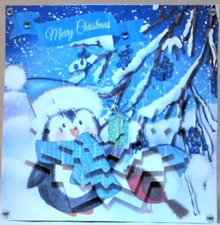Lovely penguin snowflake pyramids with bow by Hazel Underwood