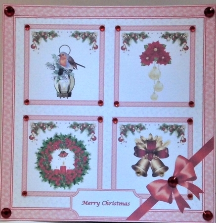 8 x 8 red snowflake Christmas quick card front by Hazel Underwood