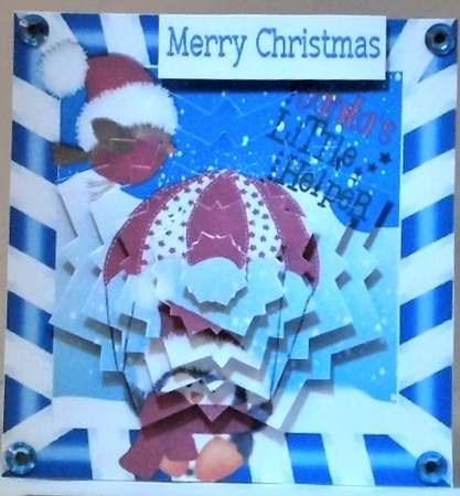 Lovely penguin santas little helper with snowflake pyramids with bow by Hazel Underwood
