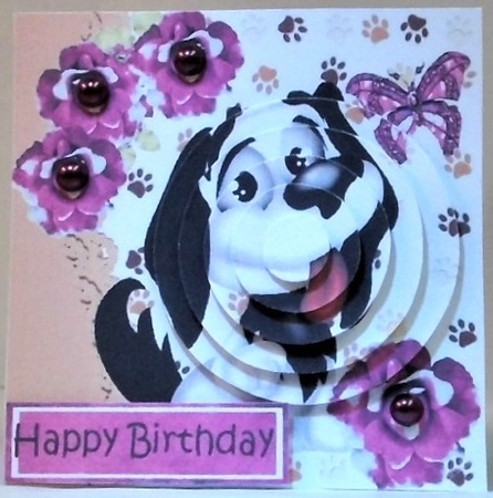 Cute puppy with pink flowers circle pyramids by Hazel Underwood