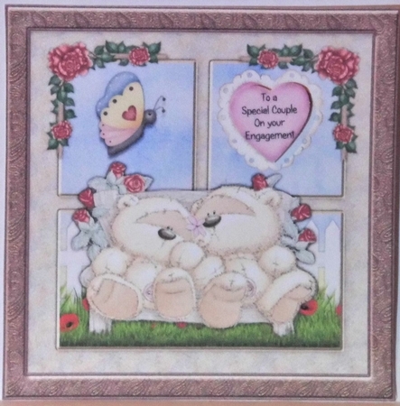 300dpi, 6x6ins Topper & Decoupage- 2 bears - Engagement by Hazel Underwood
