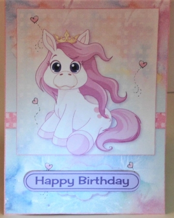 Cute Little Unicorn Princess Card Front Topper & Decoupage by Hazel Underwood