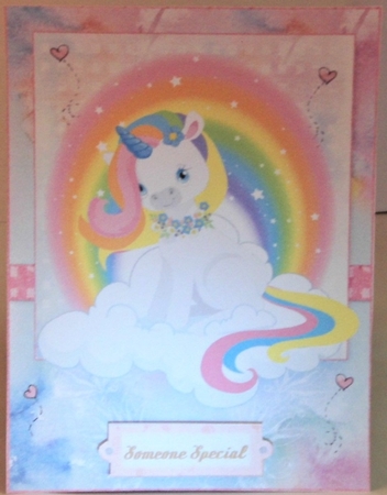 Rainbow Unicorn Card Front Topper & Decoupage by Hazel Underwood