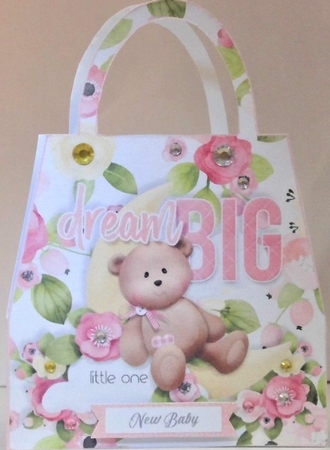 Baby Girls Dream Big Shaped Hand Bag Card by Hazel Underwood