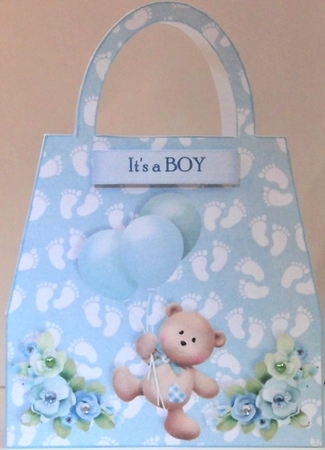 Baby Boy Milestones Shaped Hand Bag Card 3 by Hazel Underwood