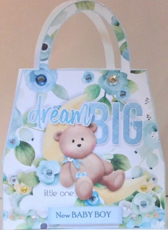 Baby Boy Dream Big Shaped Hand Bag Card by Hazel Underwood