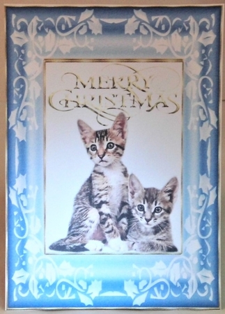Christmas Kittens A5 Card Blue by Hazel Underwood