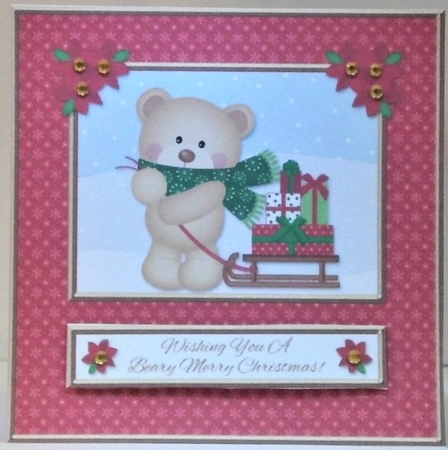 Cute Christmas Teddy Topper by Hazel Underwood