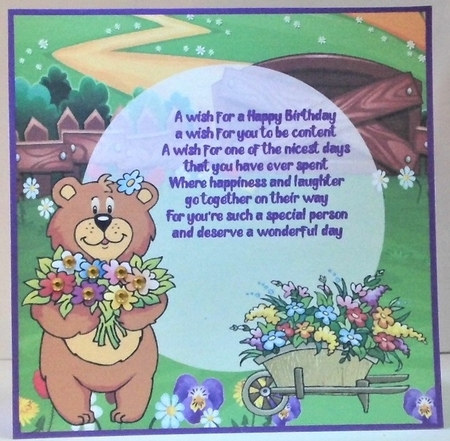 Teddys bouquet birthday insert by Hazel Underwood