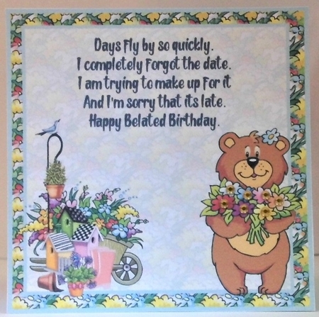 Teddy in the garden belated insert by Hazel Underwood