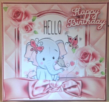  4 Cute eles with little birds and bows card fronts 7x7 mini kit by Hazel Underwood