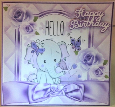  4 Cute eles with little birds and bows card fronts 7x7 mini kit by Hazel Underwood